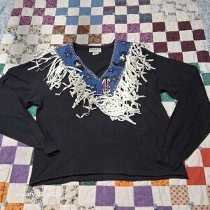 Vintage Miller Stockman Western Living Top Womens Size Small Embroidered Fringe‎